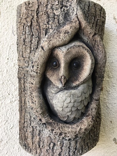 Owl wall hanging hand cast - -,