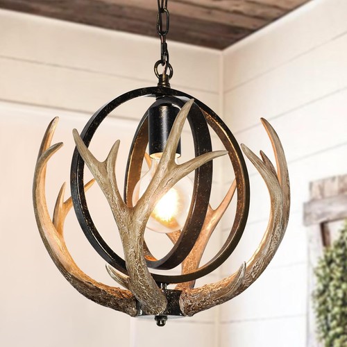 Rustic antler chandelier - antler, 14"