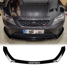 Front Spoiler Spoiler Lip Gloss Black For Seat Leon 5F Facelift Models 17-19