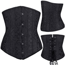 Women Floral Lace Up underbust Waist Training Shaper 24 Steel Boned Corset bl
