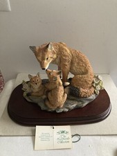 Leonardo Fox & Cubs On Plinth Figure,Ornament,Nature Studies,1993,Original Label