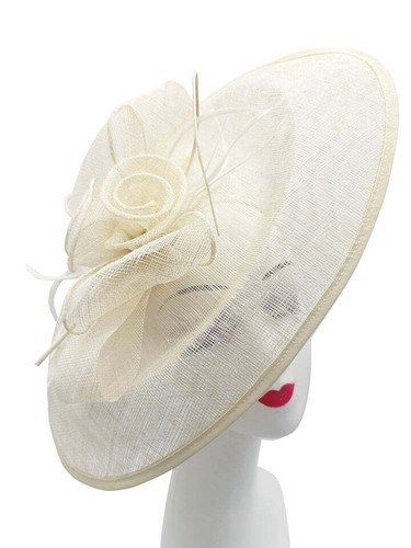 Large elegant feather hair hat - large,