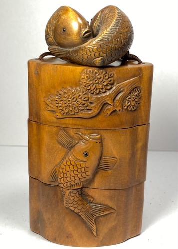 Japanese inro boxwood carving - japanese,