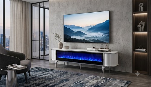 Wooden white silver fire - white,
