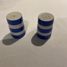 TG GREEN CORNISHWARE BLUE AND WHITE SALT AND PEPPER POTS