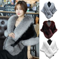 Thicken Faux Fur Collar Shawl Winter Warm Cloak Outer Trendy Cardigan Cape