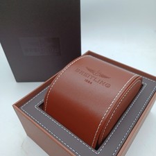 Breitling Treble Brown Watch Box Roll Travel Pouch Leather with outer box