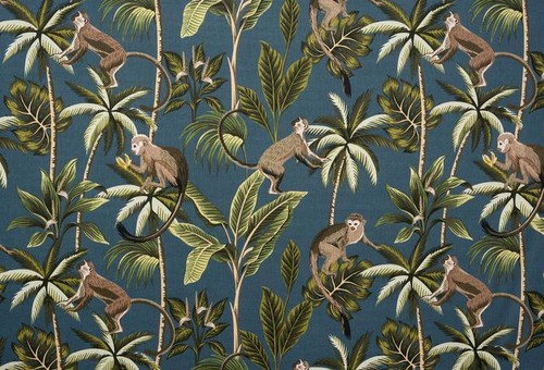 Fryetts monkey teal - teal, cotton