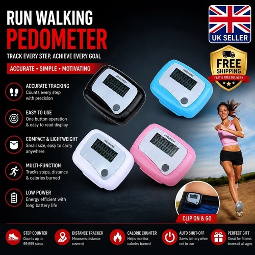 Lcd clip pedometer step - lcd, on