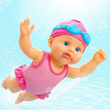 Swimming Doll 13" Floating Baby Born Doll Moving Arms Legs Bath Tub & Pool Toy