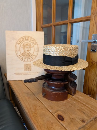 Natural straw boater - straw,