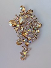 Stunning Large Glass Rhinestone Costume Jewellery Brooch