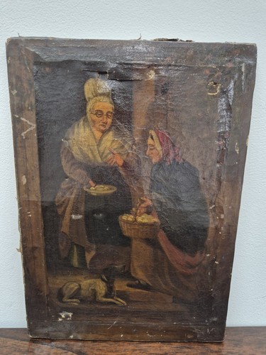 Antique oil painting canvas - antique,