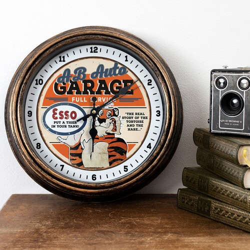 Personalised garage clock - clock, esso