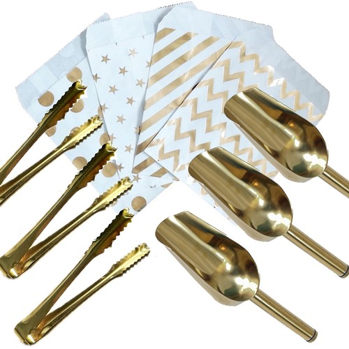 Gold scoops tongs - gold, bags