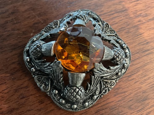 Scottish thistle brooch - brooch, orange
