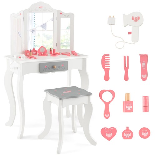 Kids vanity table with - with, stool