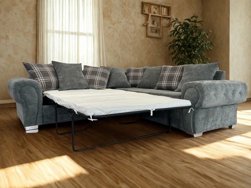 Grey corner sofa bed with - grey,