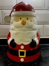 Large Ceramic Santa Cookie Jar Christmas Biscuit Barrel Kitchen Festive Novelty 