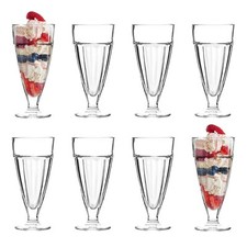 8x Ice Cream Sundae Glasses Knickerbocker Glory Diner Dessert Bowls 350ml Clear