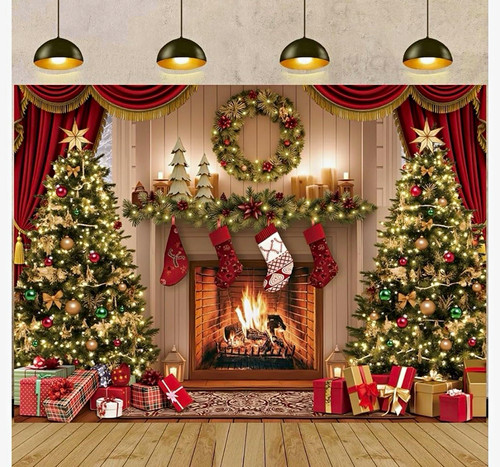 Christmas fireplace vinyl - christmas,