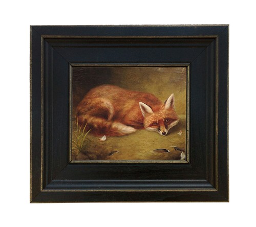 Red fox oil painting print - red,