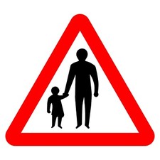 Pedestrians On Road Ahead Sign