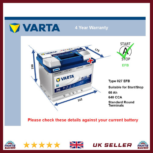 Efb car battery - battery, fits