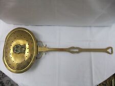 Antique Pierced Brass Chestnut Roaster Wall Hanging Length 55cm Pan 16x21cm