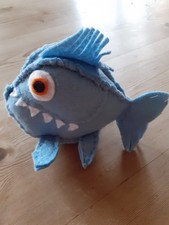 HANDMADE BLUE FELT PIRANHA