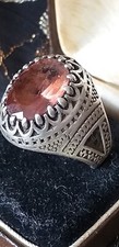 Antique Vintage 1930-s Massive Smokey Quartz 925 Silver Ring Size UK T ,US 9 3/4