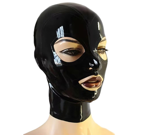 Unisex black latex rubber hood - unisex,