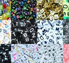 100 pcs AAA acrylic number OR letter square beads 6, 7, 8 & 10 mm colour options