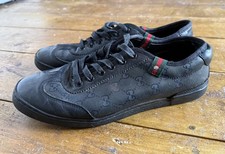 Gucci Black Monogram Shoes /