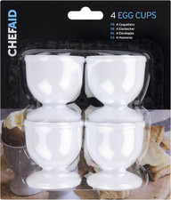 White Plastic Egg Cups, Set of
