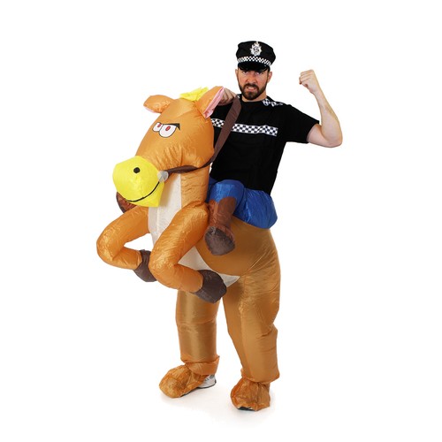 Policeman riding inflatable - policeman,