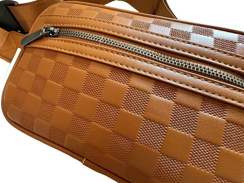 Brown check faux leather - brown,