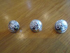 Set of 3 Military Buttons - Hunting / Show Jacket / Blazer - Silver - New