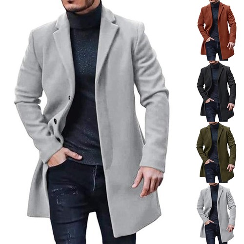 Mens woolen trench coat winter - coat,