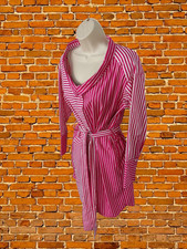 ZARA PINK DRESS SMALL COTTON WOMENS LONG SLEEVE STRIPED WIDE NECK BELTED SHIRT