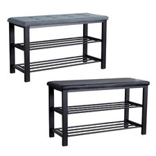 Metal Shoe Bench with Storage