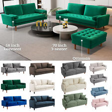 2/3 Seater Teddy Velvet Sofa with 2 Pillows Modern Couch Love Seat Settee Home