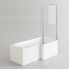 Bath Bathtub L-Shaped 1700mm Right Hand Bathroom Bath with Screen and Panel