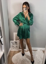 ZARA NEW GREEN SATIN MINI