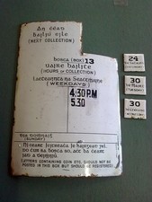 Irish language bilingual post office enamel pillar box collection sign Ireland