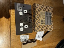 LAP Screwed Flat Plate Double Switched Power Socket Polished Chrome White Insert