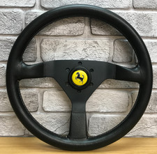 Genuine Momo 350mm black leather steering wheel for Ferrari 328 GTS etc.  8D