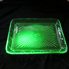 Uranium Glass Tray Green