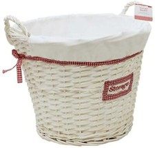 Large white round wicker red