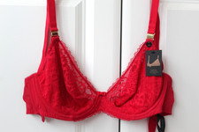 Ann Summers Nursing Bra Women's Size 32G  Red Underwire Lined Unpadded Lace